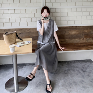 夏季新款假两件上衣+半裙两件套2B203-1638-P175-K278图片
