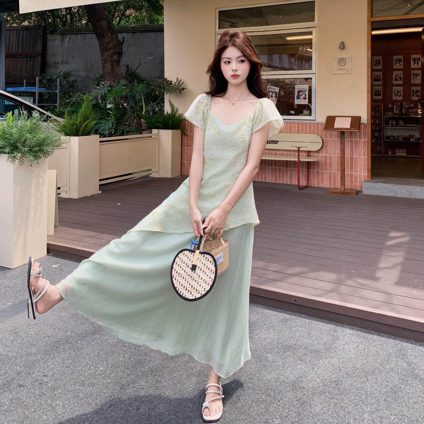 夏季新款假两件提花连衣裙2B203-1651-P150-K238,女装连衣裙,淑塔可可