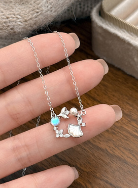 网红同款925纯银白贝壳项链女海星环余生有你贝子锁骨链轻奢时尚