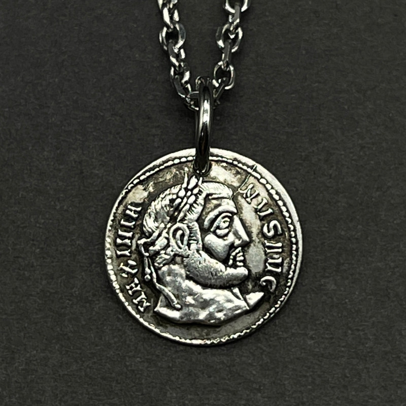 复古罗马皇帝马克西米安银币镀银纪念币国外币工艺品硬币项链打孔