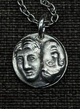 希腊古币饰品硬币项链双子座吊坠