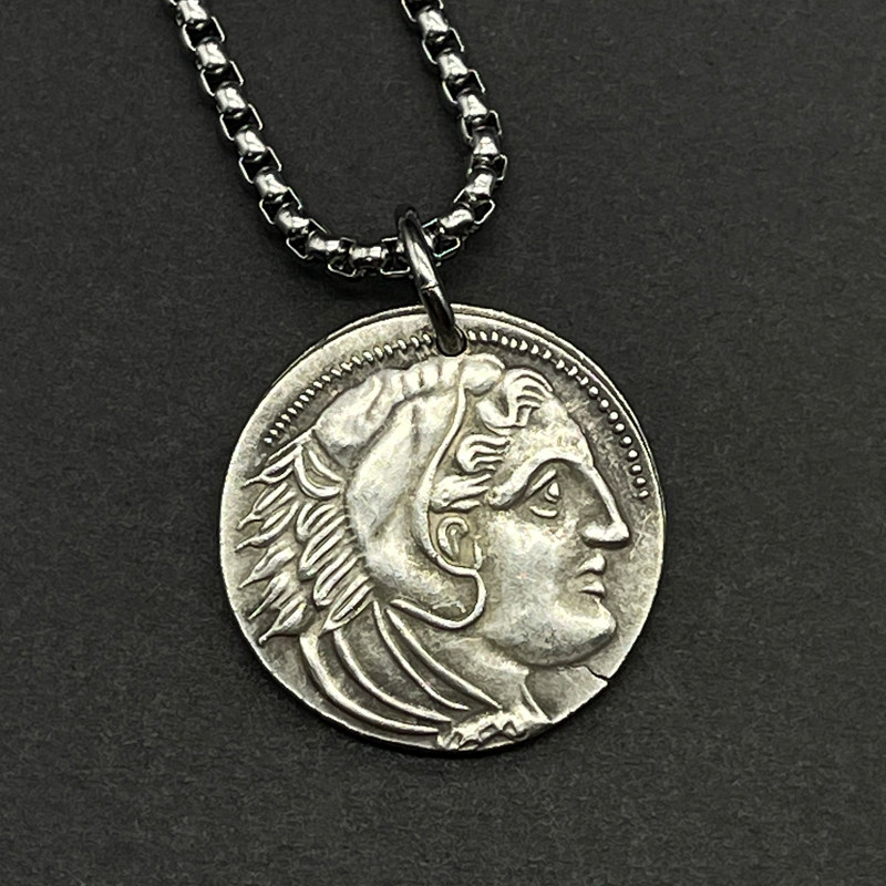 大力神古币吊坠硬币项链希腊饰品
