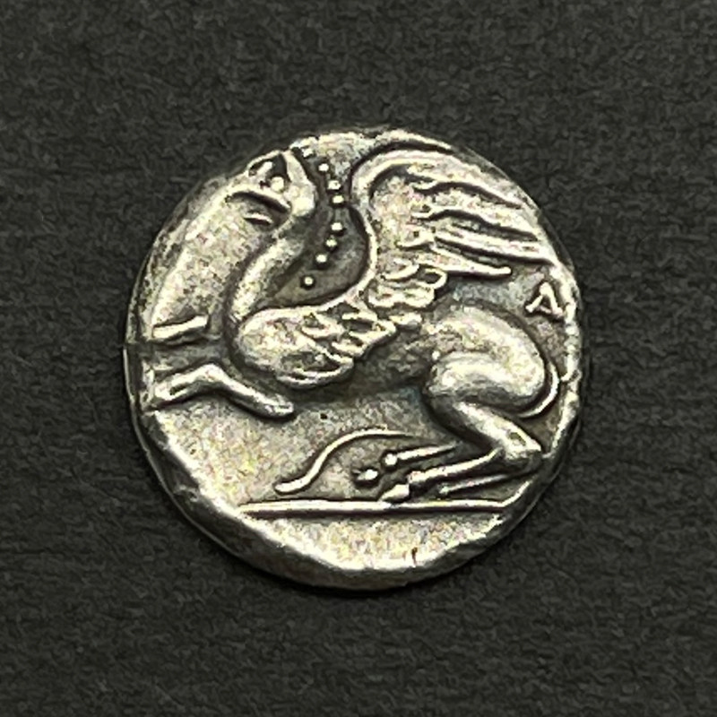 复古希腊银币神兽狮鹫格里芬坎塔罗斯酒杯色雷斯阿布德拉硬币礼品