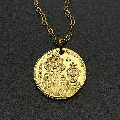 拜占庭皇帝金币项链镀金文创饰品