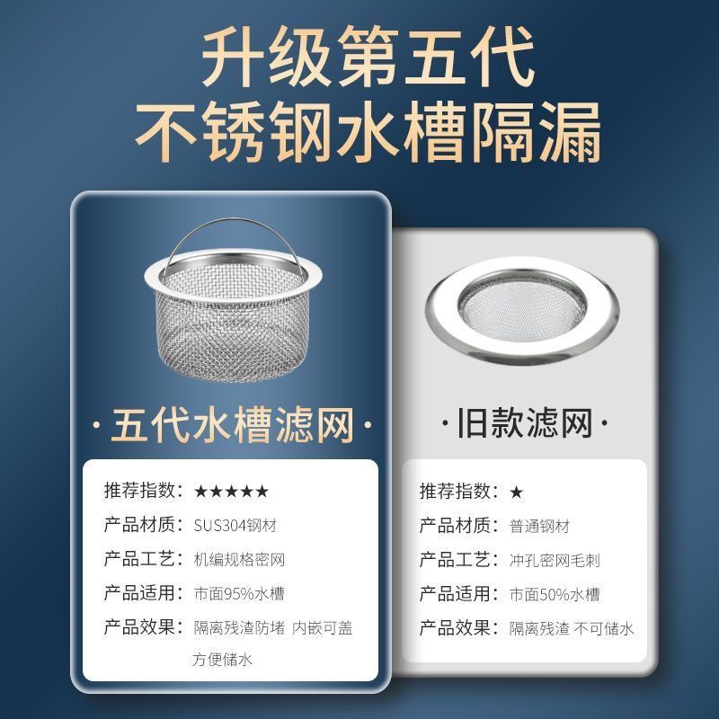 不锈钢厨房水槽过滤网洗菜盆地漏提笼残渣通用网实用防堵设计