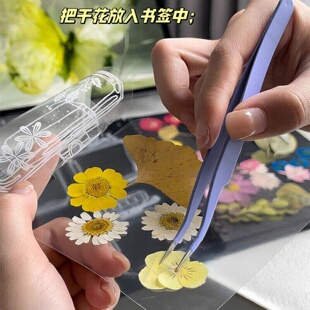 干花书签标本塑封膜手工diy材料小学生透明花朵春天收集瓶子里