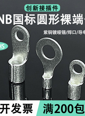 RNB-3.5/5.5/8国标加厚冷压端子紫铜焊接OT圆形裸铜鼻子铜线耳O型