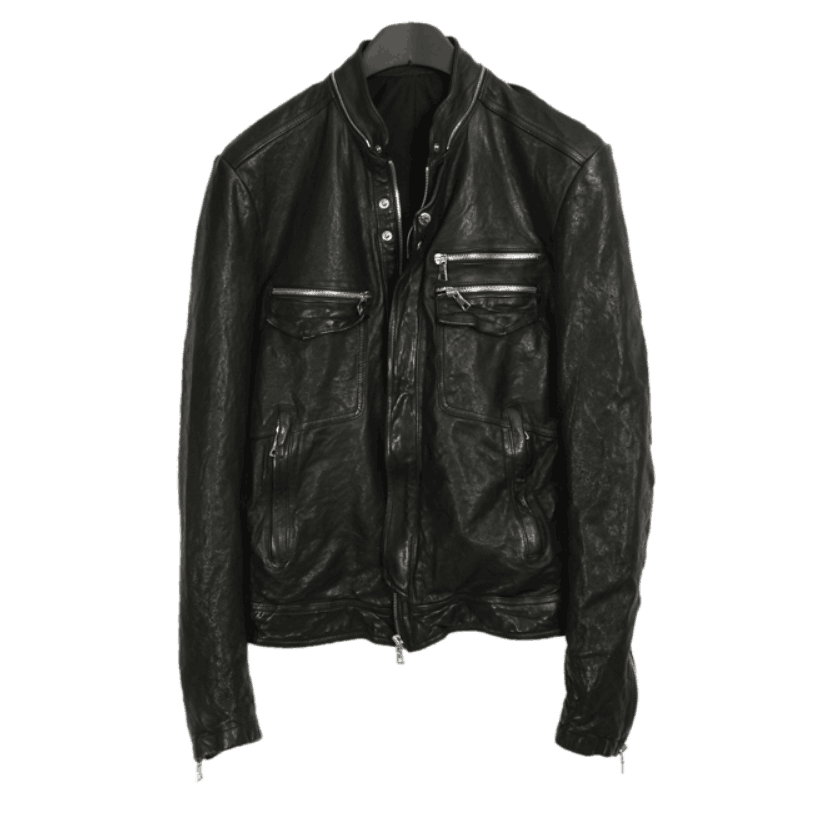 yuno韩国官网代购 定制意大利进口羊皮真皮水洗皮衣夹克外套男士