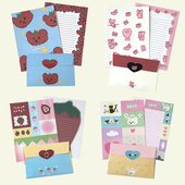 韩国mazzzzy甜美卡通松饼爱心插画信纸信封套装 朋友手写信祝福卡