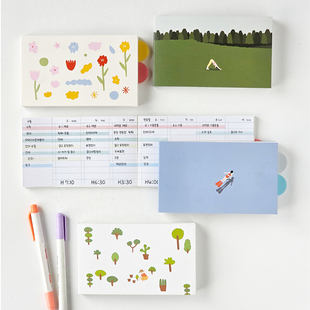 韩国jamstudio简约清新插画月周计划本横款学习计划本万年历6个月