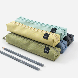 韩国full简约纯色细长便携笔袋文具笔盒收纳包学生办公ins拉链包