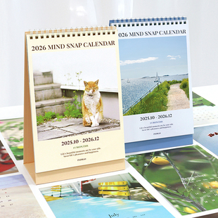 韩国indigo治愈照片桌面台历2026日月历双面彩印日程计划15个月