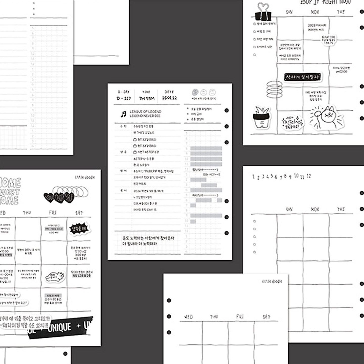 韩国monolike黑白简约A5内页6孔活页本ins周月日计划时间轴日程纸,文具电教/文化用品/商务用品,手帐/日程本/计划本,淘宝优惠券,粉丝福利购,淘宝优惠卷