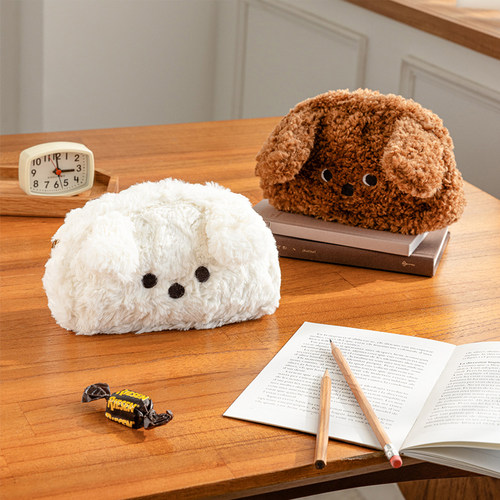 livework毛绒狗狗可爱笔袋化妆包