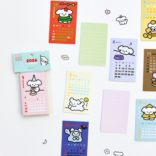 livework可爱卡通小卡双面月历卡