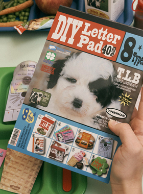 韩国THENCE美式复古DIY日记手帐素材本可裁剪装饰拼贴信纸本40张