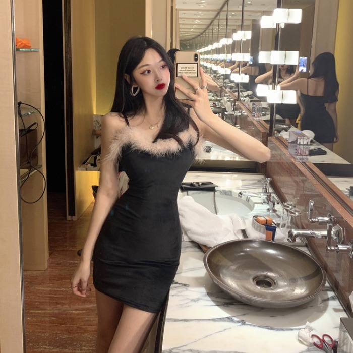 夜店性感连衣裙女主播服装气质女神范修身显瘦紧身吊带包臀短裙子