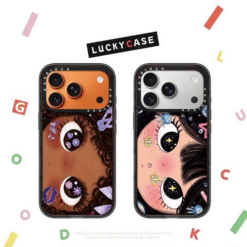 C家横款大脸黑皮女孩海洋水母适用iphone17手机壳16promax苹果15pro磁吸MagSafe透明14plus可爱13甜酷少女12