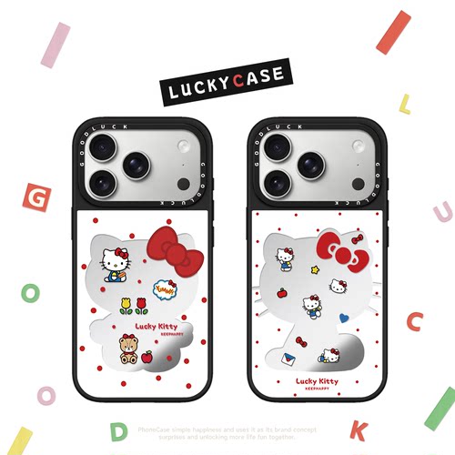 C家镂空波点kitty猫适用iphone17手机壳16promax苹果15pro镜面MagSafe磁吸14plus卡通13可爱12趣味日韩