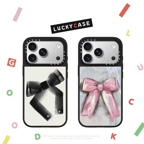C家联名朦胧油画蝴蝶结适用iphone17手机壳16promax苹果18pro镜面MagSafe磁吸15plus甜酷少女14日韩ins闺蜜13
