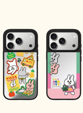 C家联名Bunni Konbiny兔子小镇适用iphone17手机壳16promax苹果15pro镜面MagSafe磁吸14plus卡通13可爱12趣味