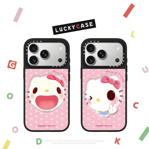 C家搞怪自拍kitty表情大头适用iphone17手机壳16promax苹果15pro镜面MagSafe磁吸14plus趣味13卡通12女