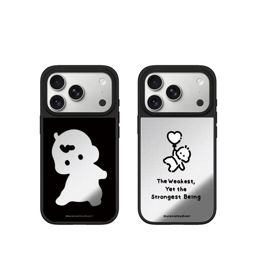 联名镂空黑白线条小孩适用iphone17手机壳18promax苹果16pro镜面MagSafe磁吸15plus卡通14可爱13C家12
