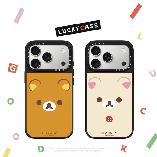 C家波点大脸轻松熊适用iphone17手机壳16promax苹果18pro镜面MagSafe磁吸15plus卡通14可爱13情侣12日韩