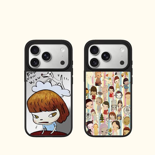 C家联名涂鸦奈良美智女孩适用iphone17手机壳16promax苹果15pro镜面MagSafe磁吸14plus甜酷少女13日韩闺蜜12