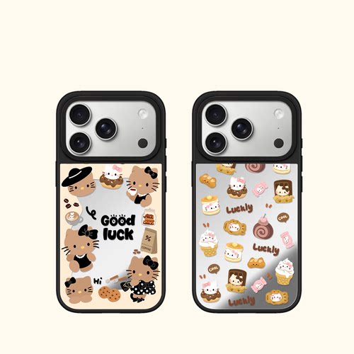 C家下午茶蛋糕kitty适用iphone17手机壳18promax苹果16pro镜面MagSafe磁吸15plus卡通14可爱13趣味日韩闺蜜12