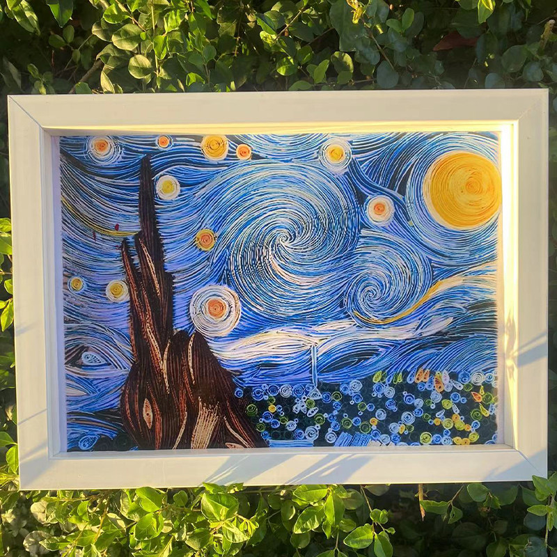 衍纸手工diy梵高星空材料包