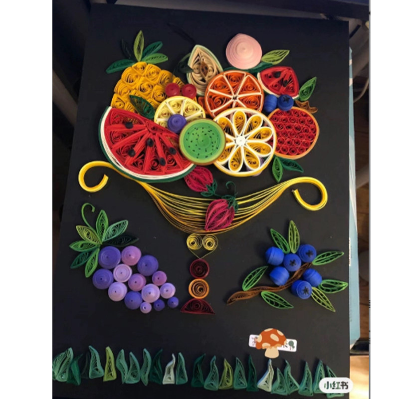 衍纸材料包diy立体水果葡萄蓝莓西瓜菠萝柠檬石榴猕猴桃制作