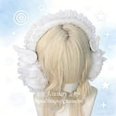 原创自制亚文化天使翅膀蕾丝耳罩y2k暗黑哥特少女耳暖护耳