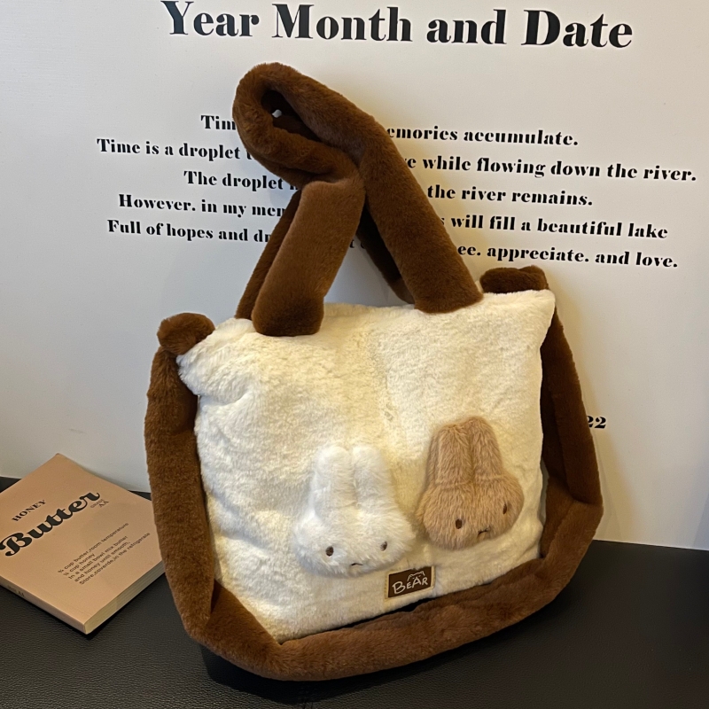 卡通可爱毛茸茸包包2025新款大容量通勤包秋冬高级感可斜挎毛毛包