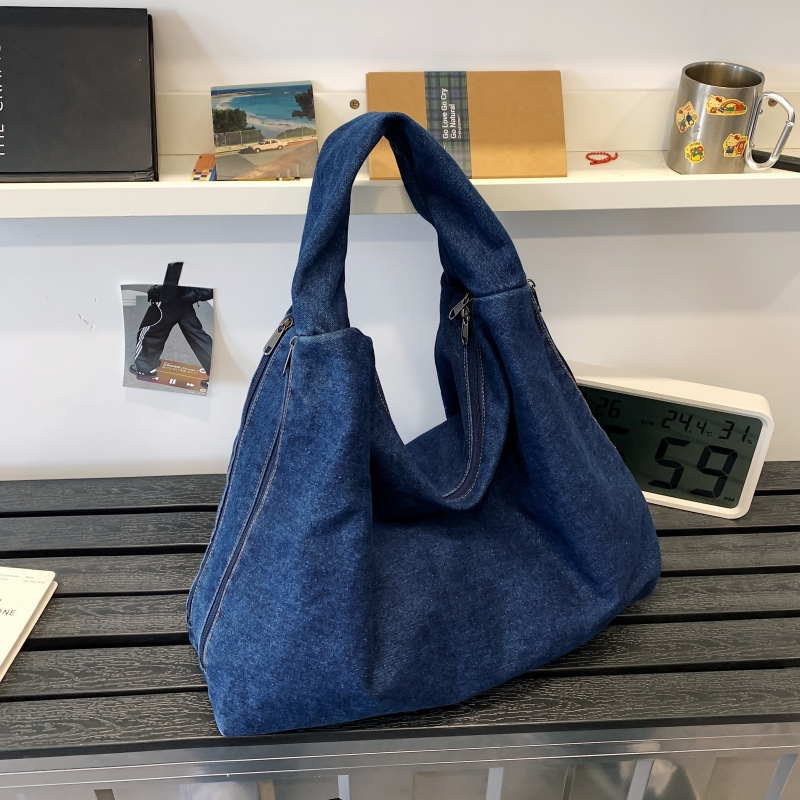 韩系ins牛仔布大容量手提包2025新款时尚轻便腋下包单肩包托特包