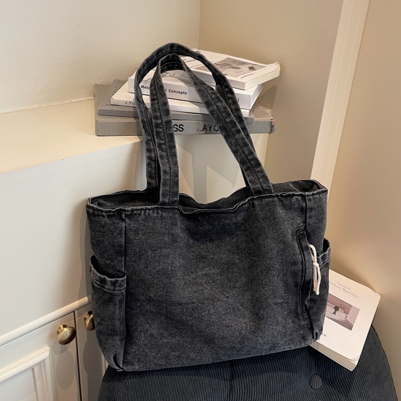 牛仔布托特包女大容量手提单肩包大学生休闲简约通勤百搭腋下包潮