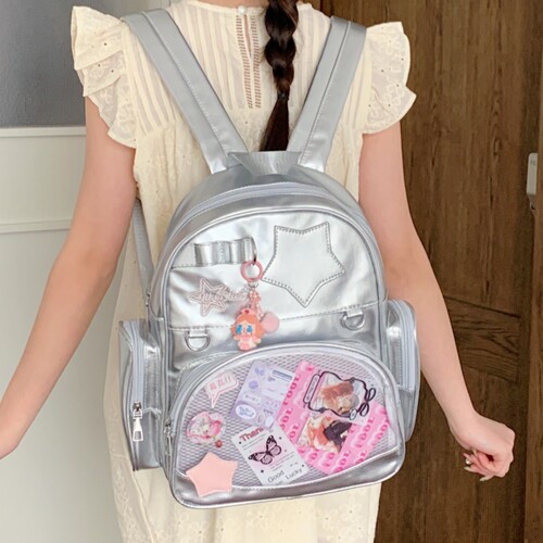 2026新款可爱学院书包学生百搭少女透明双肩包追星小食量痛包娃包