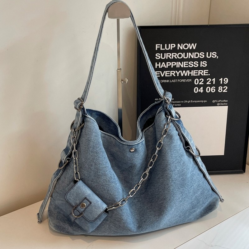 休闲大容量托特包牛仔布包包女2024新款秋季通勤单肩斜挎包水桶包,箱包皮具/热销女包/男包,通用款女包,淘宝优惠券,粉丝福利购,淘宝优惠卷