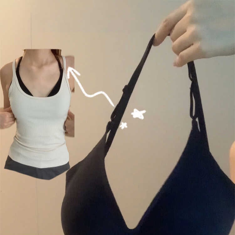 挂脖露背外扩美背内衣一体式
