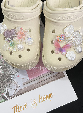 [繁樱绽放]轻奢高级感纯crocs鞋花diy野兽狂想派洞洞鞋扣卡骆驰粉