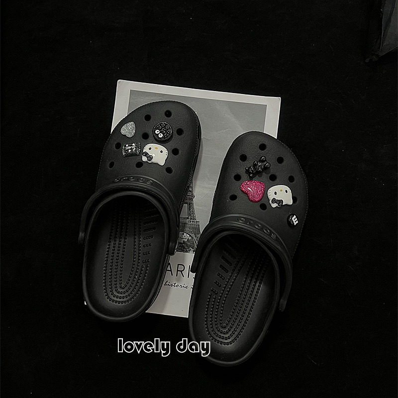 crocs洞洞鞋配饰diy女黑色可爱cross鞋花卡骆驰配件KT凯蒂猫鞋扣