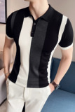A23-P58夏季男式短袖针织POLO衫轻熟风撞色修身冰丝T恤潮流，男装Polo衫，电商A211