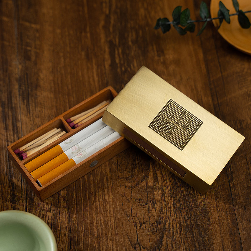Cigarette case brass Carton solid wood BOX Cigarette Box Smoking Ceremony Integrate Matchbox adsorption Customizein the  ZIPPO/Swiss Army Knife/Glasses , Smoking , Cigarette case  category - from Buy2taobao.com to provide professional Taobao agent buy service