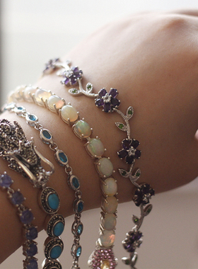 意大利中古紫水晶松石坦桑石手链