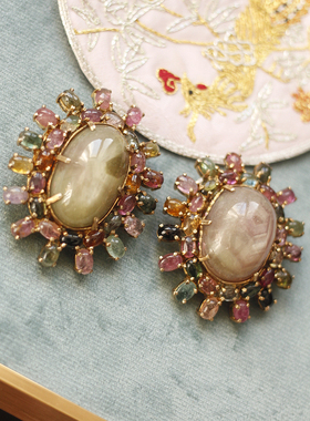 碧玺彩色蓝宝石银胸针吊坠两用款