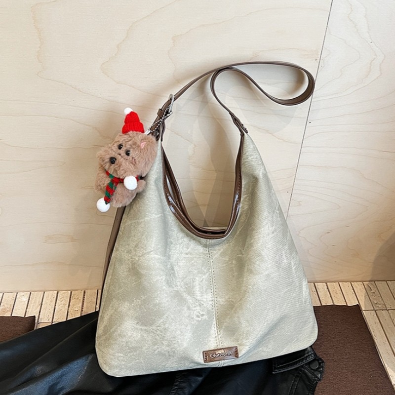 纯色休闲百搭单肩包包女韩版大容量学生手提上课腋下包通勤托特包