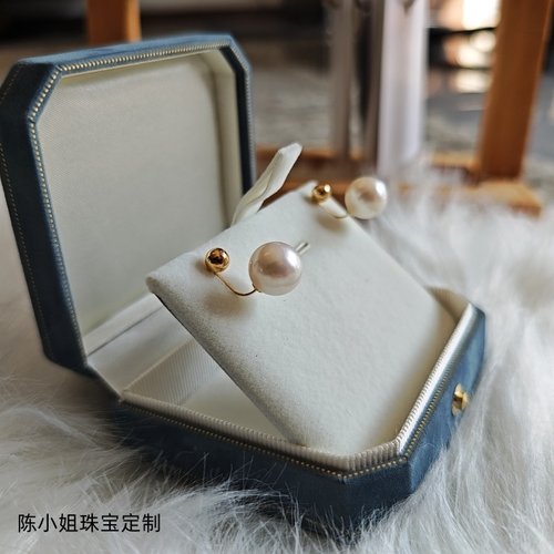 18k金黄金两用珍珠耳环耳钉天然正圆一款二戴乔妹同款金豆耳坠女 - 封面