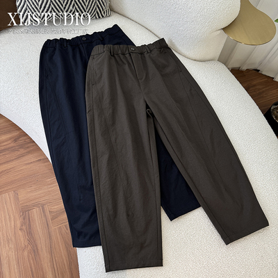 汐家女裤 韩版秋季修饰腿形九分休闲裤大码宽松遮肉松紧哈伦裤