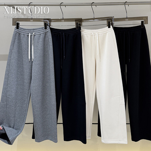 汐家女裤 松紧高腰窄版弯刀裤卫裤大码秋冬加绒阔腿休闲裤
