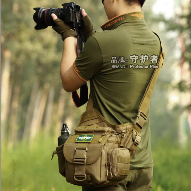 守护者单肩斜挎包男路亚户外帆布战术多功能大鞍袋单反相机摄影包